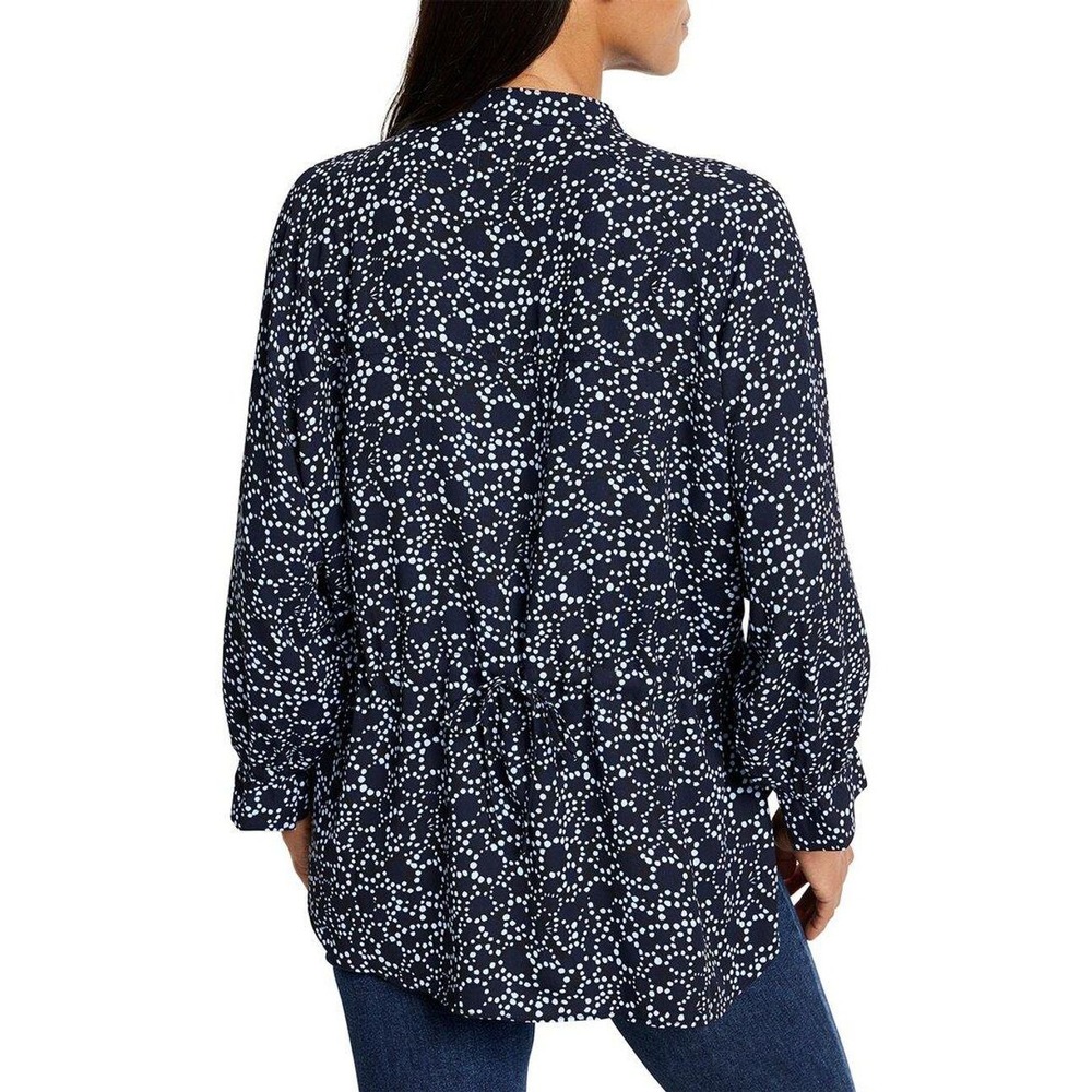 NIC+ZOE Pearl Garden Cinch Top Women M Blue Hi Low Boho Flowy Casual Coastal NWT - Picture 5 of 16